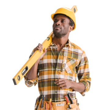 thoughtful african-american construction worker